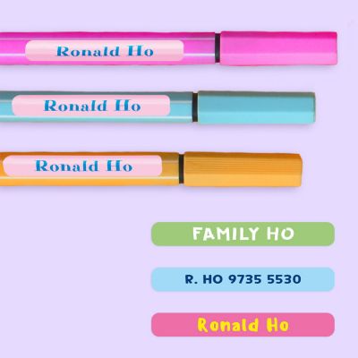Personalised name labels and stickers for objects